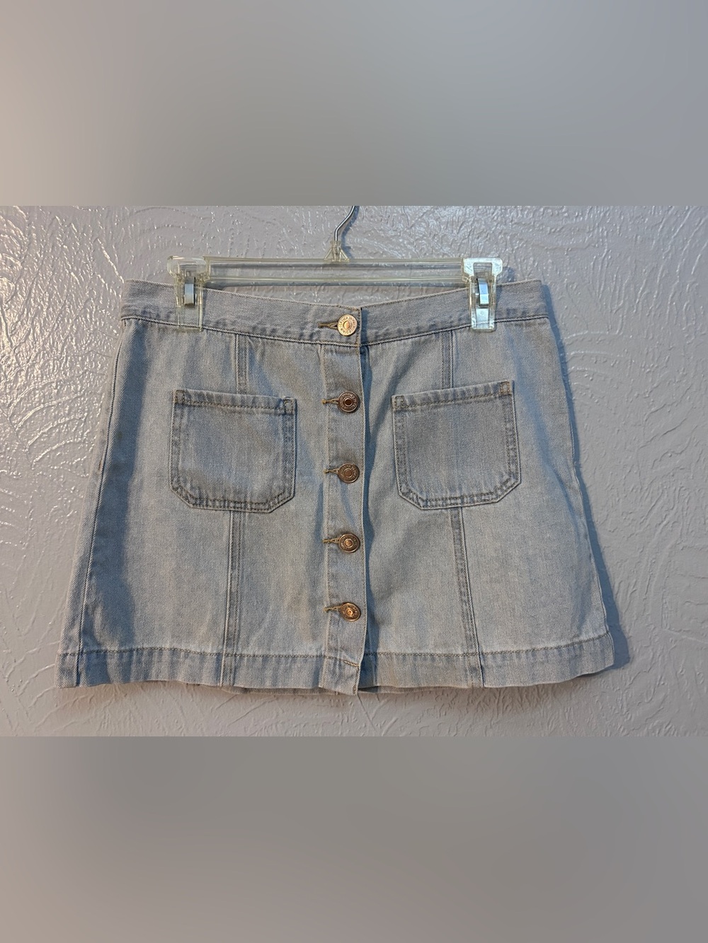 Forever 21 Light Blue Button-Front Denim Skirt